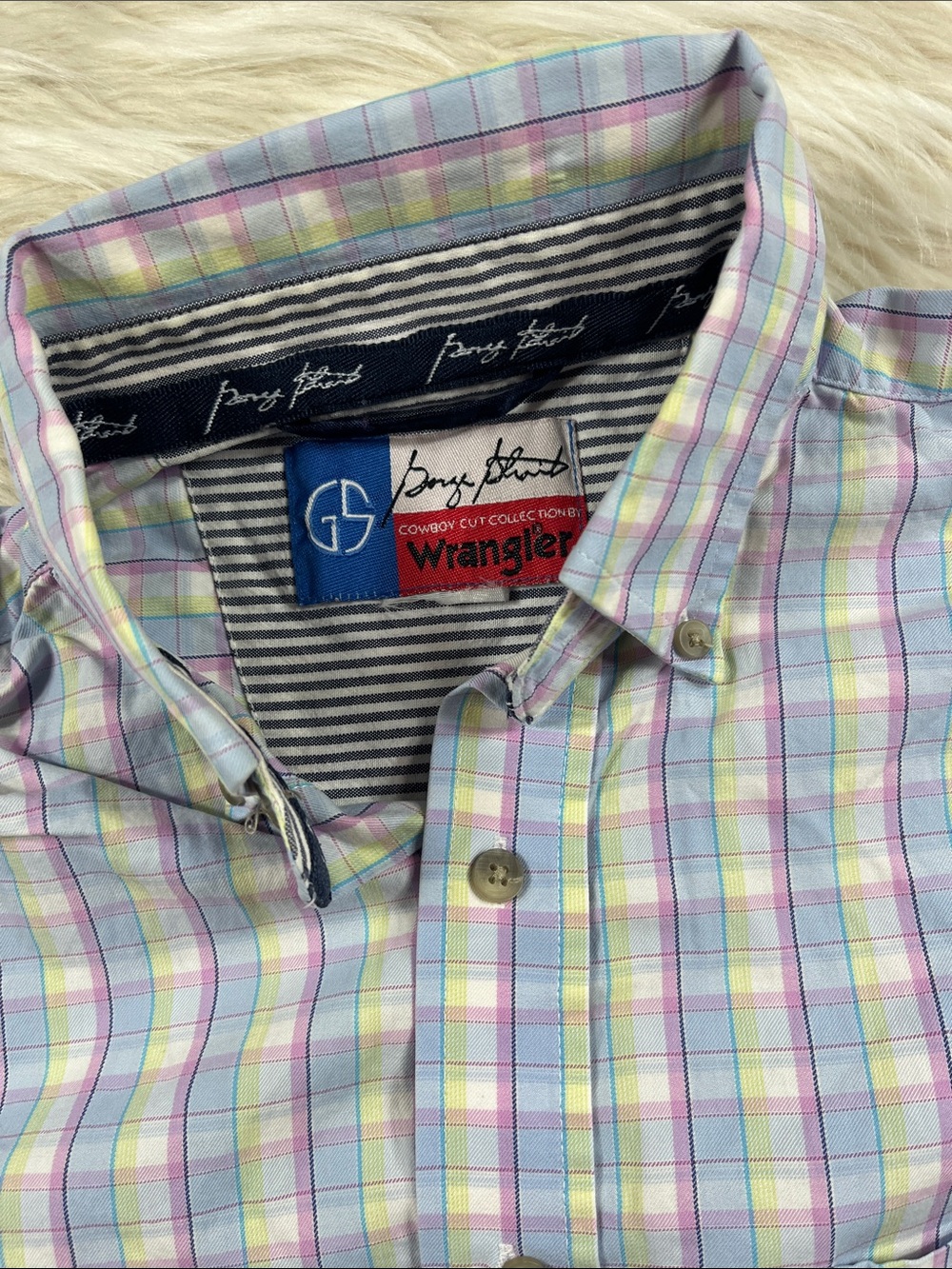 Wrangler George Strait Western Shirt L Multi Color Check - Picture 3 of 5